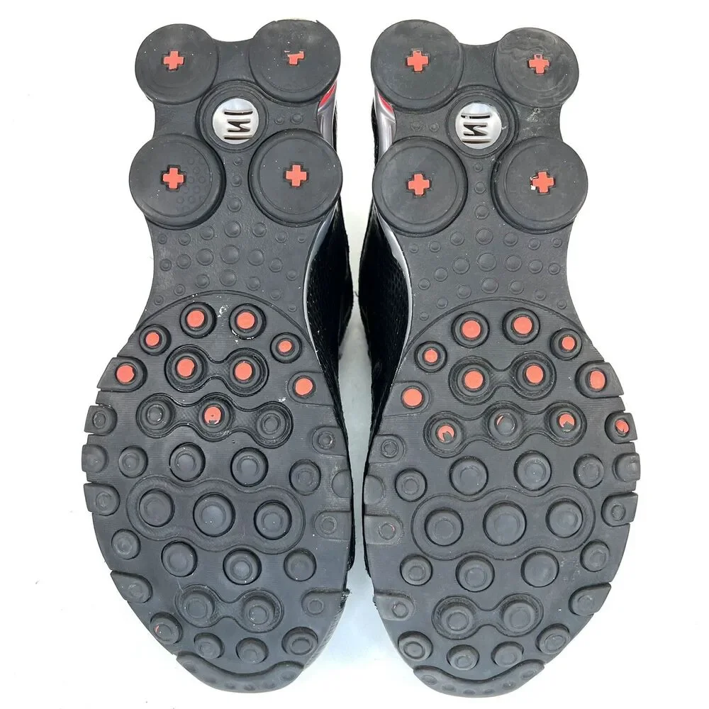 NIKE Womens Size 10 Shox NZ Black Snakeskin Leather with Red 2012 488312-017